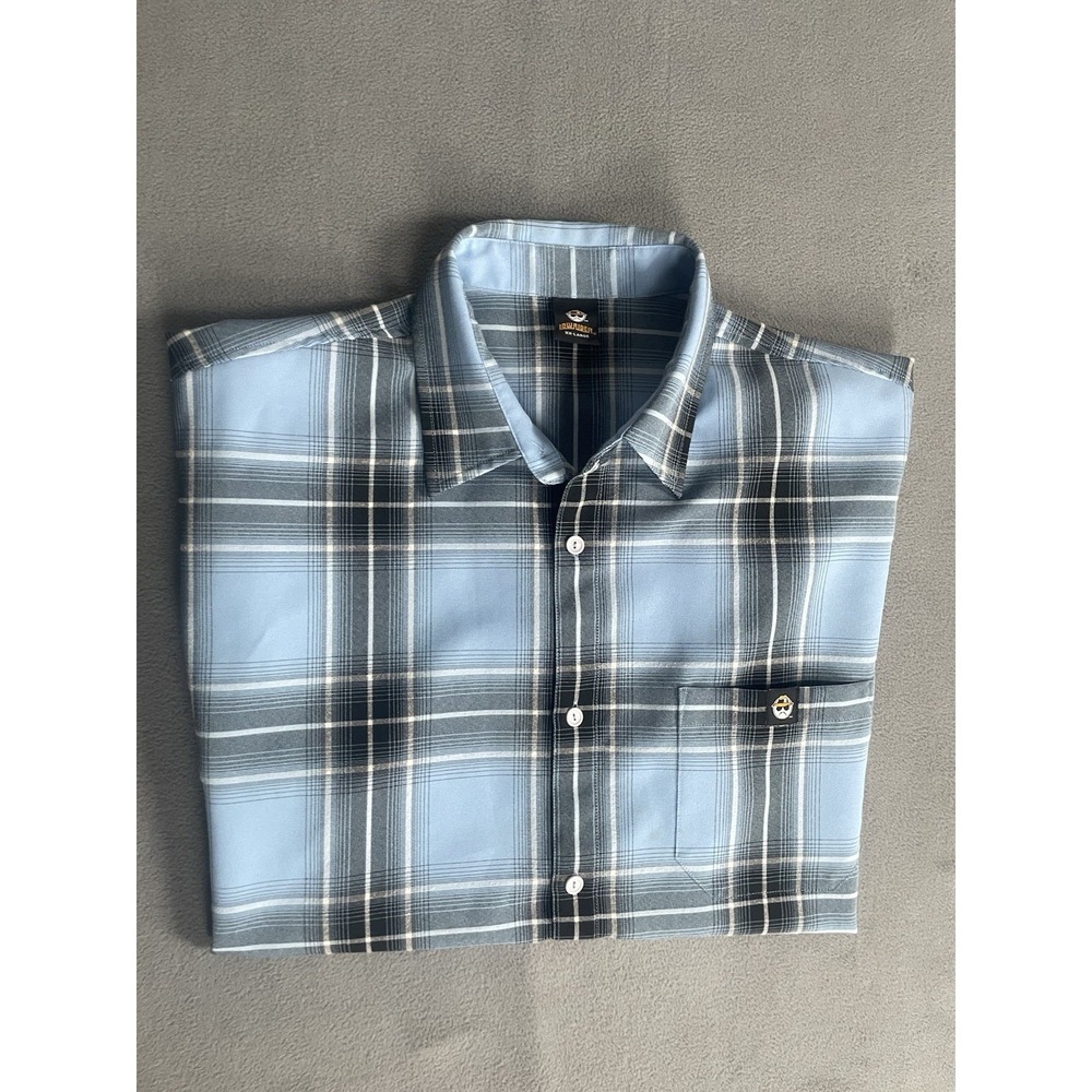 Lowrider Mens 2XL Blue Black Plaid Short Sleeve Button Up Shirt XXL Street